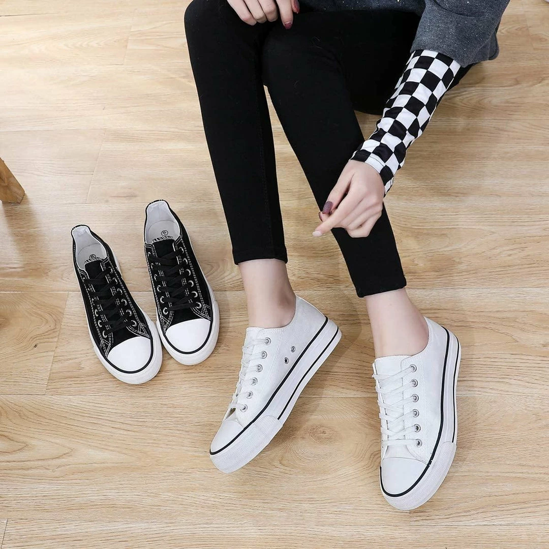 Nuheel® Woman Women's Trend Leopard Canvas Sneakers Low Top Flatform Shoes 19 Nuheel® Woman Women's Trend Leopard Canvas Sneakers Low Top Flatform Shoes