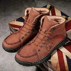 Nuheel® Chukka Boots For Men Hand Stitching Soft Leather Ankle Boots Casual Flat Loafers