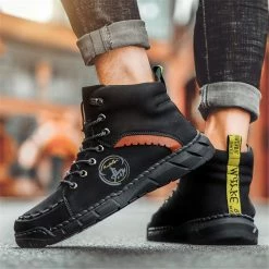 Nuheel® Chukka Boots For Men Hand Stitching Soft Leather Ankle Boots Casual Flat Loafers