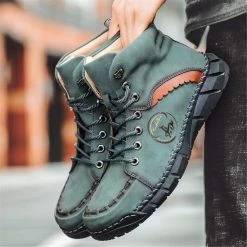 Nuheel® Chukka Boots For Men Hand Stitching Soft Leather Ankle Boots Casual Flat Loafers