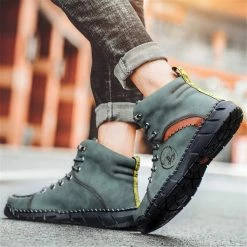 Nuheel® Chukka Boots For Men Hand Stitching Soft Leather Ankle Boots Casual Flat Loafers