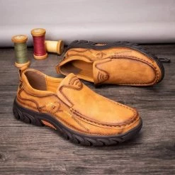 Nuheel® Mens Slip On Loafer Leather Casual Oxford Shoes Hand Stitching