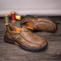 Nuheel® Mens Slip On Loafer Leather Casual Oxford Shoes Hand Stitching