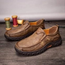 Nuheel® Mens Slip On Loafer Leather Casual Oxford Shoes Hand Stitching