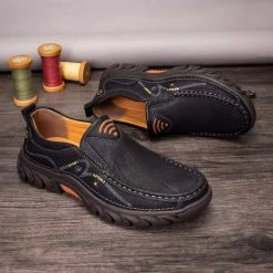 Nuheel® Mens Slip On Loafer Leather Casual Oxford Shoes Hand Stitching