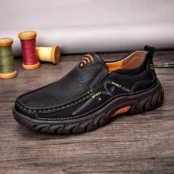 Nuheel® Mens Slip On Loafer Leather Casual Oxford Shoes Hand Stitching