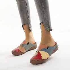 Nuheel® Woman Clogs Shoes For Women Summer Leather Slippers Loafers