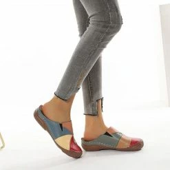 Nuheel® Woman Clogs Shoes For Women Summer Leather Slippers Loafers