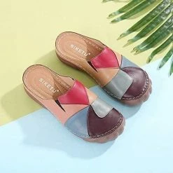 Nuheel® Woman Clogs Shoes For Women Summer Leather Slippers Loafers