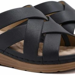 Nuheel® Woman Women Wedge Sandals PU Leather Open Toe Filp Flops Platform Shoes