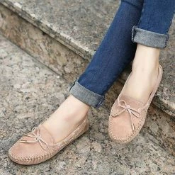 Nuheel® NUHEEL Flats Loafers Shoes For Women Classic Handsewn Suede Leather Anti-Slip