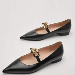 Nuheel® Nuheel Elastic Chain Mary Jane Designer Shoes Pointed Flats For Women Single Shoes