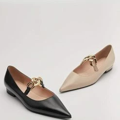 Nuheel® Nuheel Elastic Chain Mary Jane Designer Shoes Pointed Flats For Women Single Shoes
