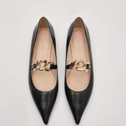 Nuheel® Nuheel Elastic Chain Mary Jane Designer Shoes Pointed Flats For Women Single Shoes