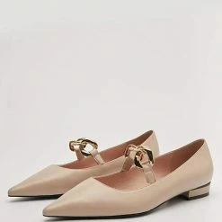 Nuheel® Nuheel Elastic Chain Mary Jane Designer Shoes Pointed Flats For Women Single Shoes