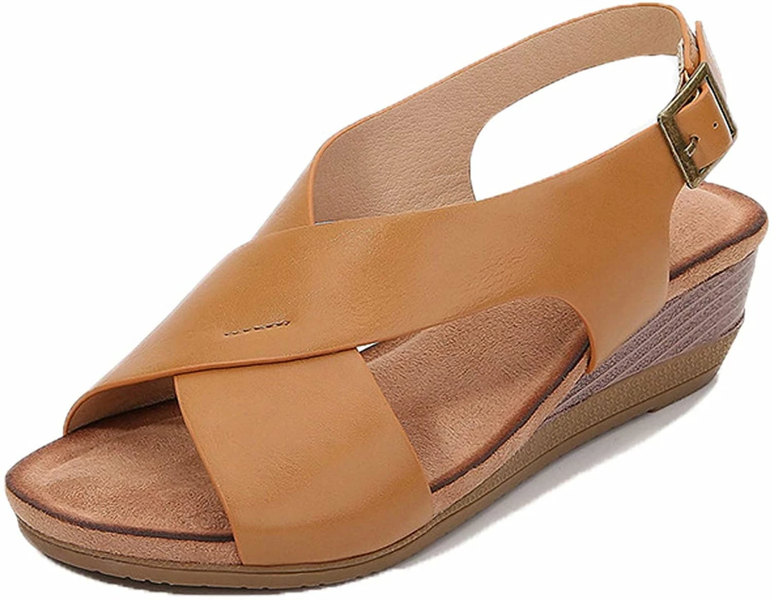 Nuheel® Vintage Wedges Bohemia Sandals For Women Cross Strap Platform Sandals