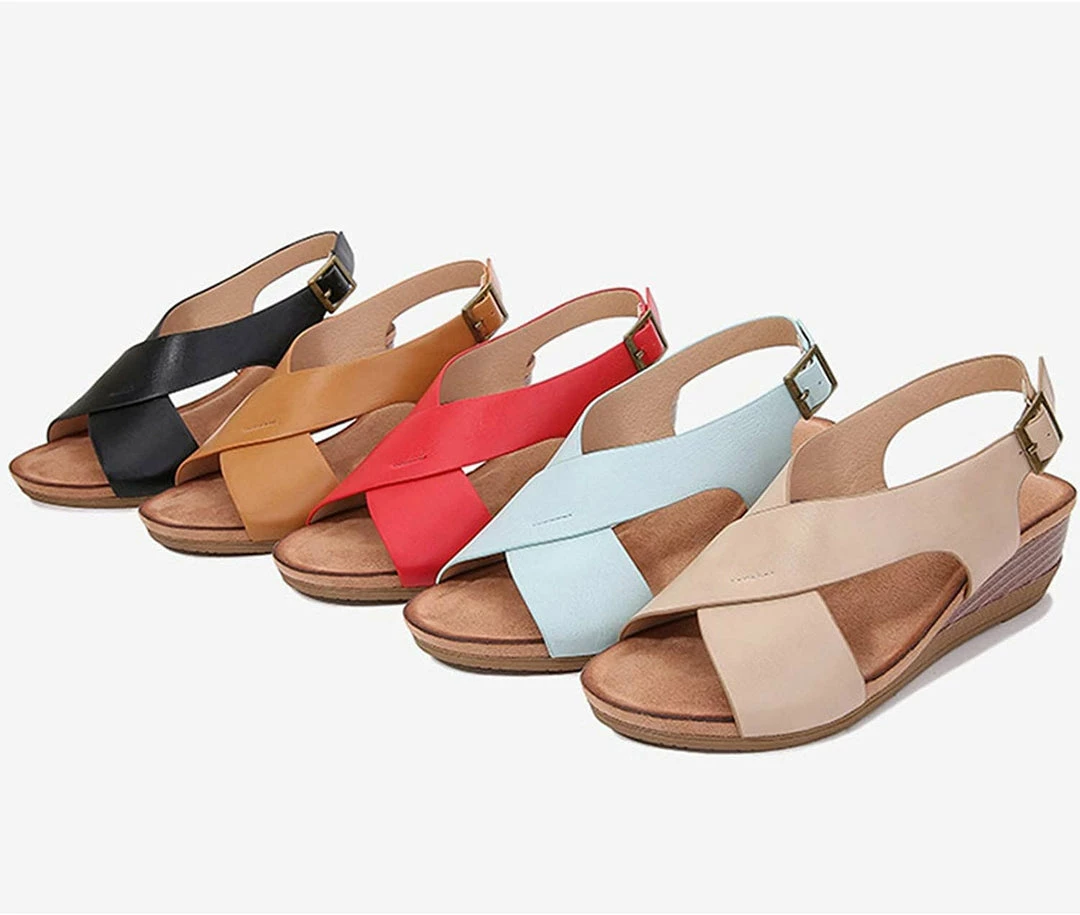 Nuheel® Vintage Wedges Bohemia Sandals For Women Cross Strap Platform Sandals
