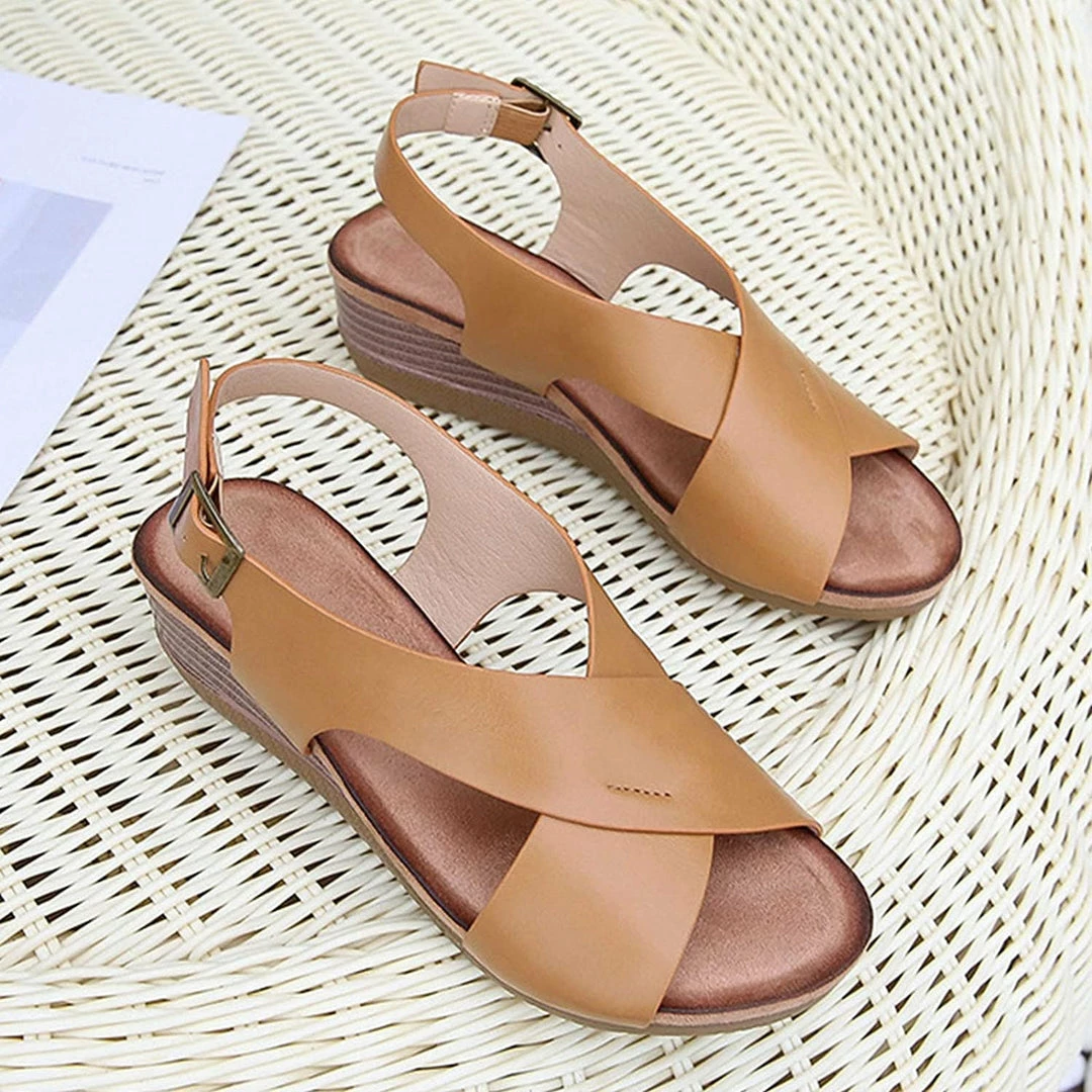 Nuheel® Vintage Wedges Bohemia Sandals For Women Cross Strap Platform Sandals