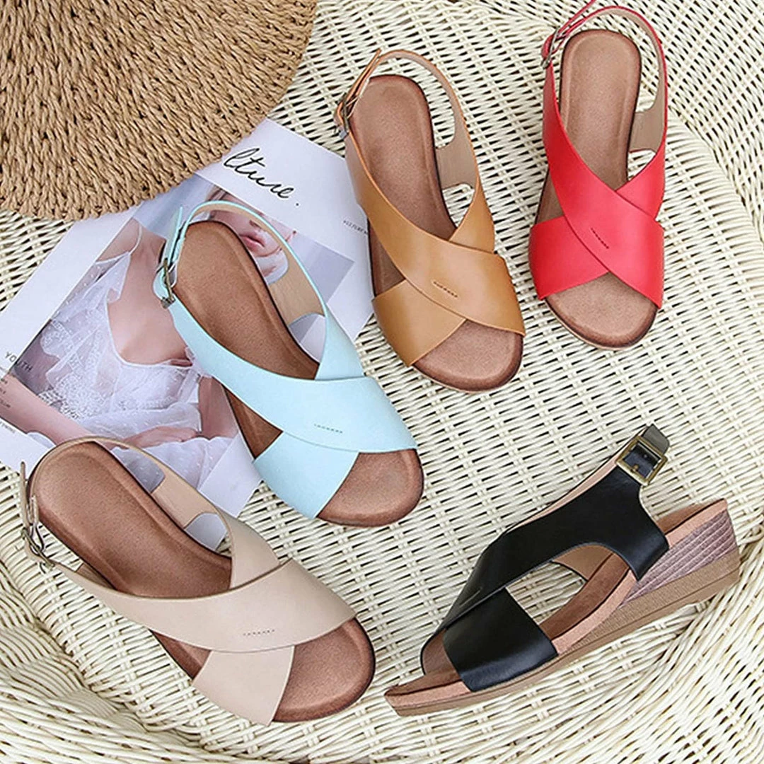 Nuheel® Vintage Wedges Bohemia Sandals For Women Cross Strap Platform Sandals