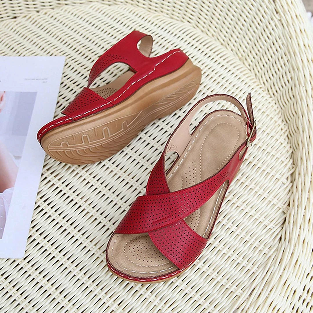 Nuheel® Vintage Wedges Bohemia Sandals For Women Cross Strap Platform Sandals