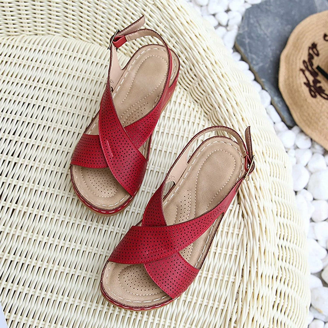 Nuheel® Vintage Wedges Bohemia Sandals For Women Cross Strap Platform Sandals