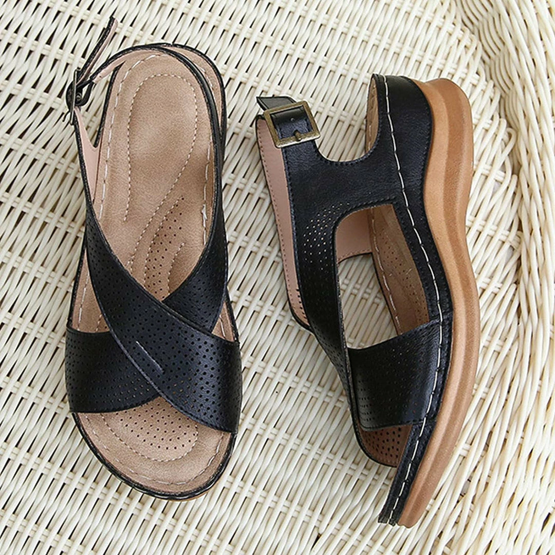 Nuheel® Vintage Wedges Bohemia Sandals For Women Cross Strap Platform Sandals