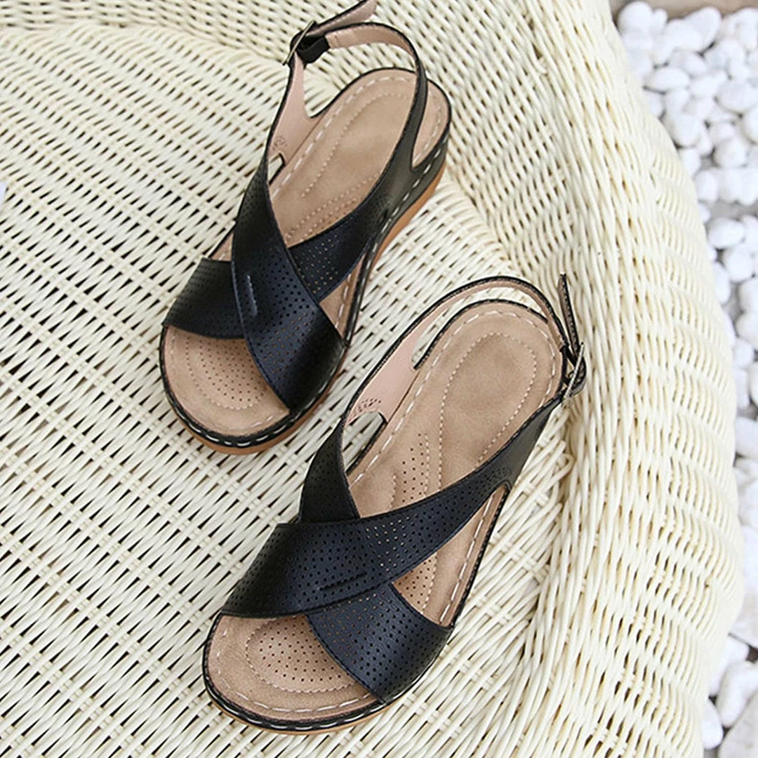 Nuheel® Vintage Wedges Bohemia Sandals For Women Cross Strap Platform Sandals