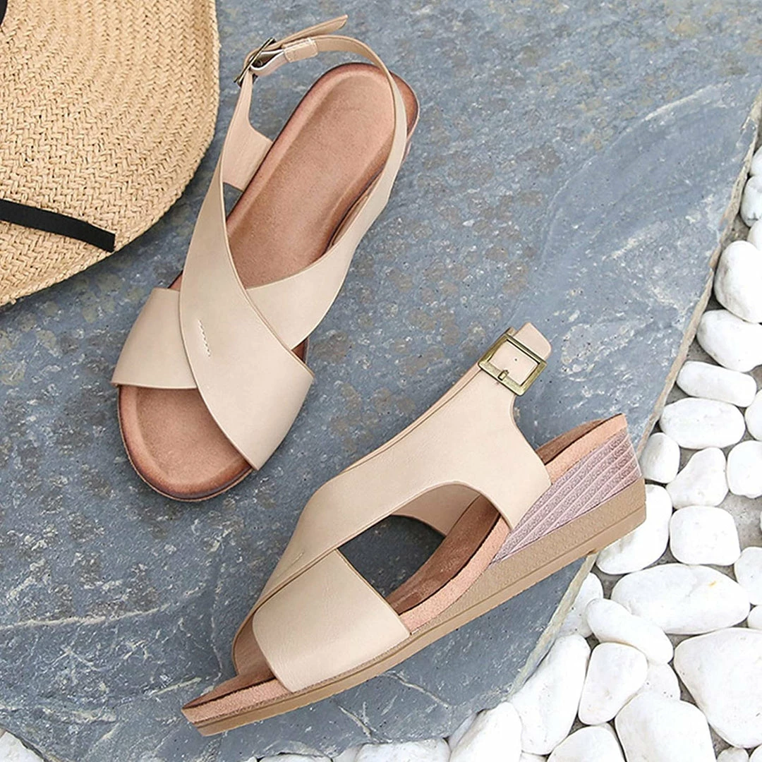 Nuheel® Vintage Wedges Bohemia Sandals For Women Cross Strap Platform Sandals