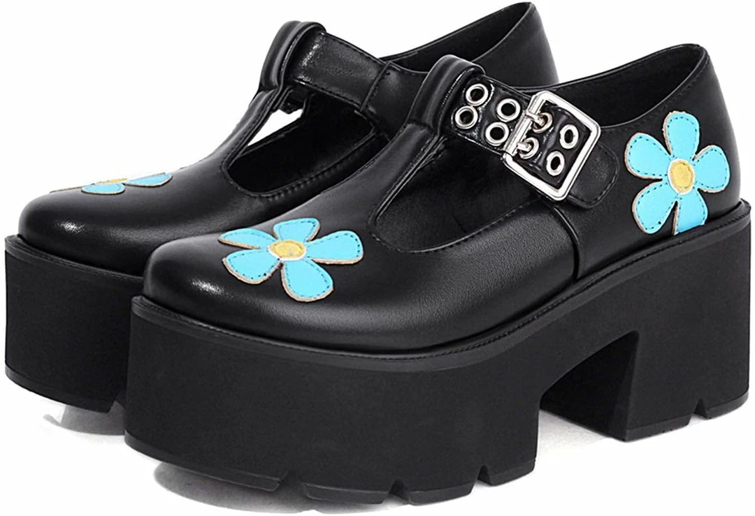 Nuheel® Gothic Platform Lolita Shoes Women's Chunky High Heel Platform Ankle Strap Pumps Woman 23 Nuheel® Gothic Platform Lolita Shoes Women's Chunky High Heel Platform Ankle Strap Pumps Woman