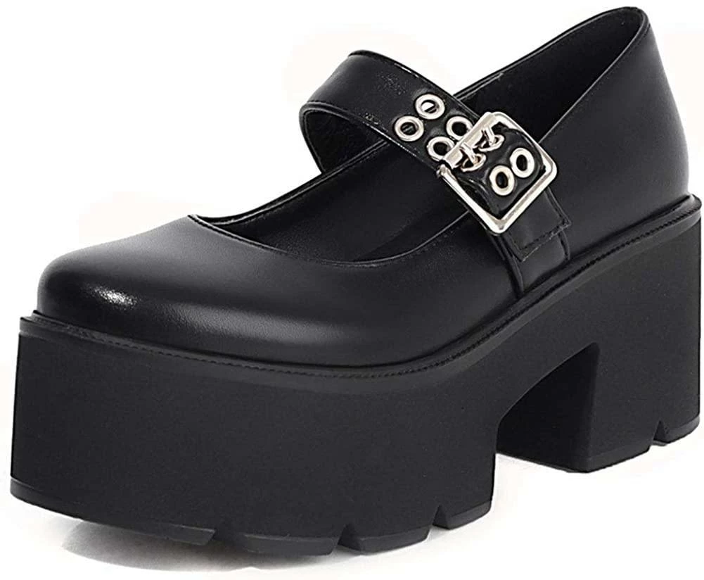 Nuheel® Gothic Platform Lolita Shoes Women's Chunky High Heel Platform Ankle Strap Pumps Woman 42 Nuheel® Gothic Platform Lolita Shoes Women's Chunky High Heel Platform Ankle Strap Pumps Woman