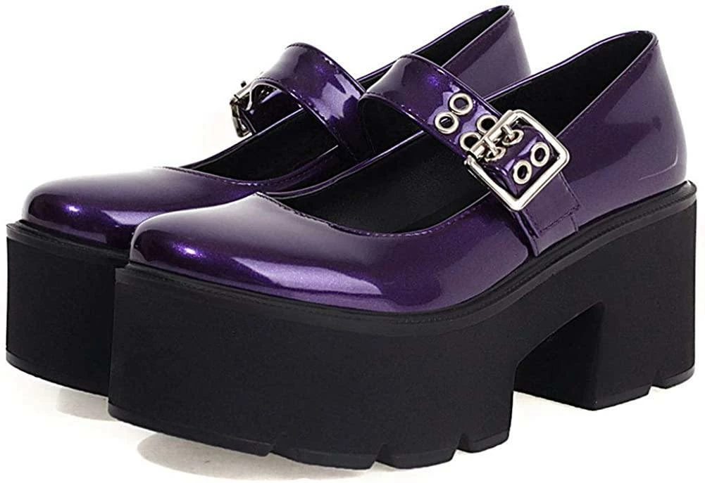 Nuheel® Gothic Platform Lolita Shoes Women's Chunky High Heel Platform Ankle Strap Pumps Woman 3 Nuheel® Gothic Platform Lolita Shoes Women's Chunky High Heel Platform Ankle Strap Pumps Woman