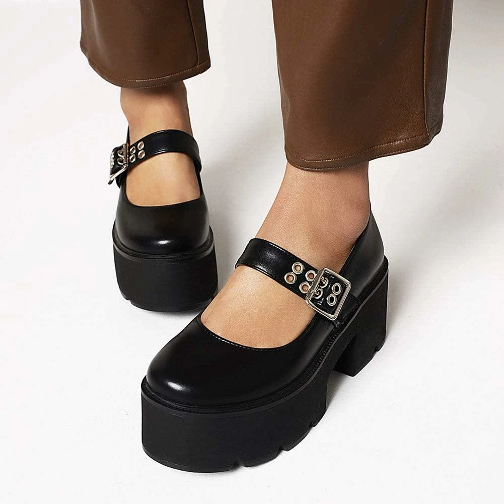Nuheel® Gothic Platform Lolita Shoes Women's Chunky High Heel Platform Ankle Strap Pumps Woman 45 Nuheel® Gothic Platform Lolita Shoes Women's Chunky High Heel Platform Ankle Strap Pumps Woman
