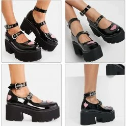 Nuheel® Gothic Platform Lolita Shoes Women's Chunky High Heel Platform Ankle Strap Pumps Woman 80 Nuheel® Gothic Platform Lolita Shoes Women's Chunky High Heel Platform Ankle Strap Pumps Woman