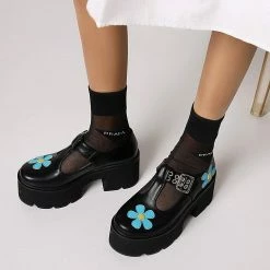 Nuheel® Gothic Platform Lolita Shoes Women's Chunky High Heel Platform Ankle Strap Pumps Woman 69 Nuheel® Gothic Platform Lolita Shoes Women's Chunky High Heel Platform Ankle Strap Pumps Woman