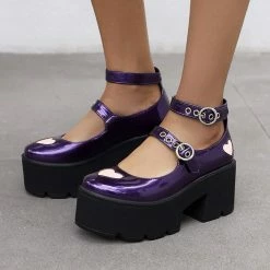 Nuheel® Gothic Platform Lolita Shoes Women's Chunky High Heel Platform Ankle Strap Pumps Woman 58 Nuheel® Gothic Platform Lolita Shoes Women's Chunky High Heel Platform Ankle Strap Pumps Woman