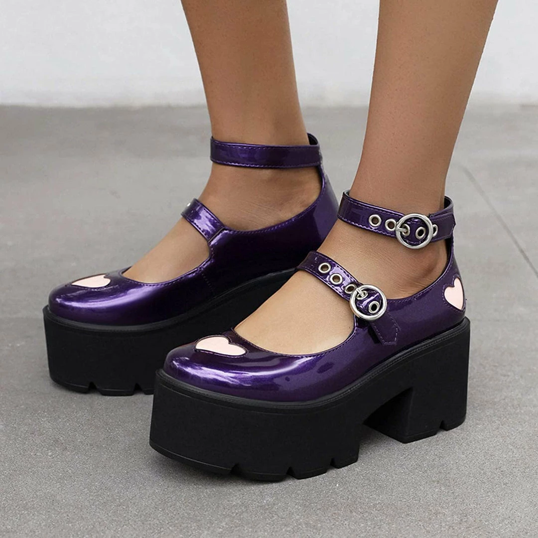 Nuheel® Gothic Platform Lolita Shoes Women's Chunky High Heel Platform Ankle Strap Pumps Woman 15 Nuheel® Gothic Platform Lolita Shoes Women's Chunky High Heel Platform Ankle Strap Pumps Woman