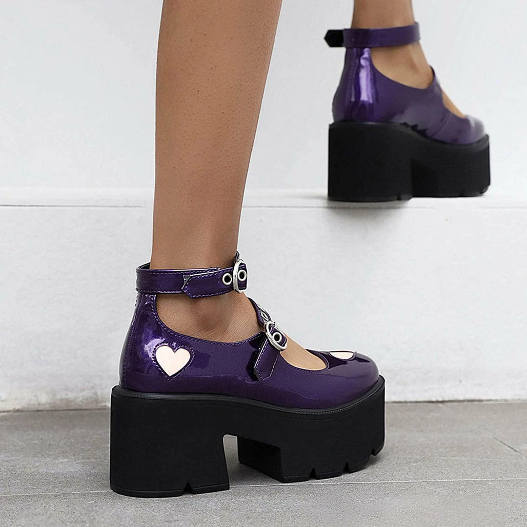 Nuheel® Gothic Platform Lolita Shoes Women's Chunky High Heel Platform Ankle Strap Pumps Woman 12 Nuheel® Gothic Platform Lolita Shoes Women's Chunky High Heel Platform Ankle Strap Pumps Woman
