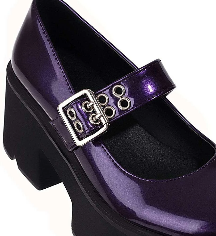 Nuheel® Gothic Platform Lolita Shoes Women's Chunky High Heel Platform Ankle Strap Pumps Woman 6 Nuheel® Gothic Platform Lolita Shoes Women's Chunky High Heel Platform Ankle Strap Pumps Woman