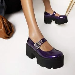 Nuheel® Gothic Platform Lolita Shoes Women's Chunky High Heel Platform Ankle Strap Pumps Woman 50 Nuheel® Gothic Platform Lolita Shoes Women's Chunky High Heel Platform Ankle Strap Pumps Woman