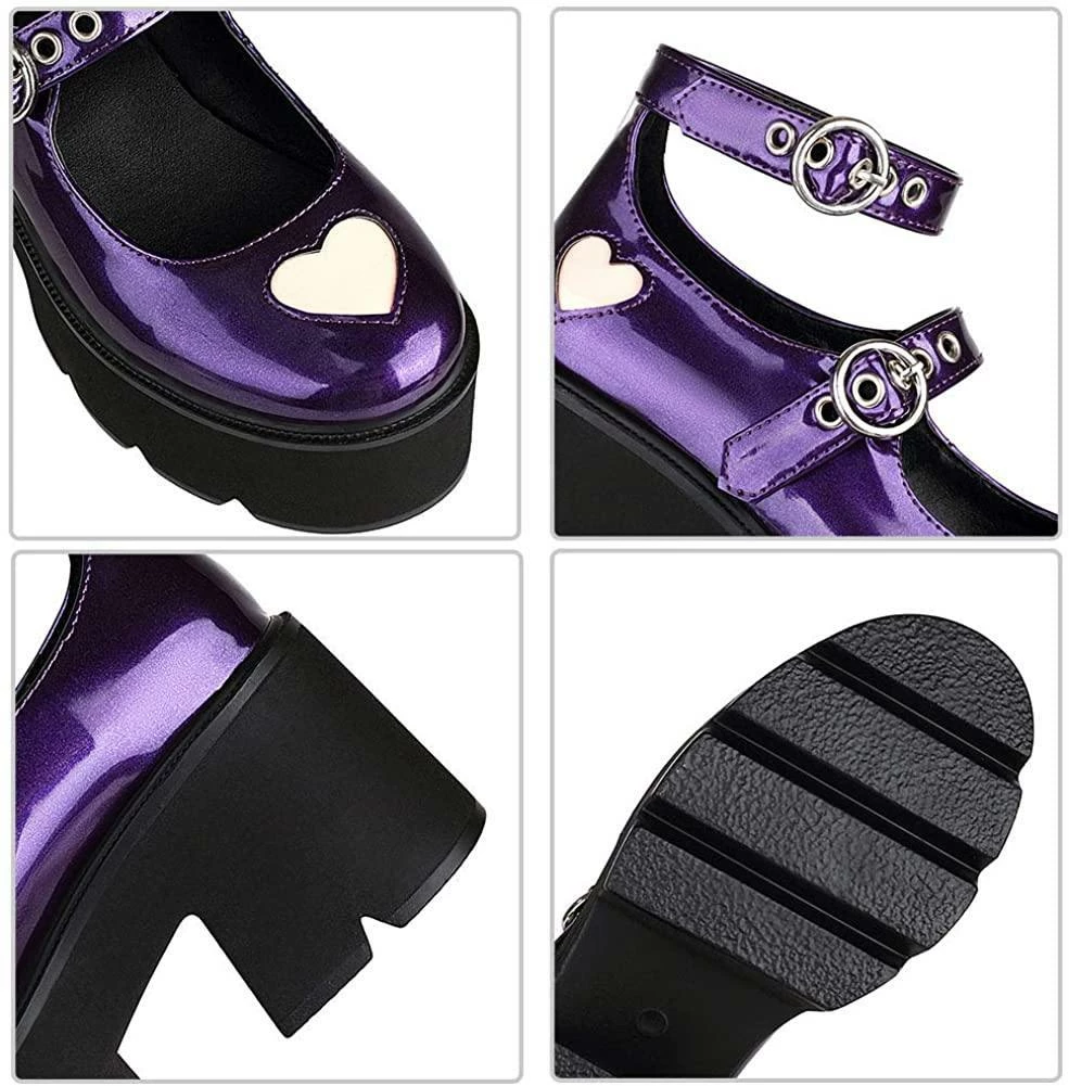 Nuheel® Gothic Platform Lolita Shoes Women's Chunky High Heel Platform Ankle Strap Pumps Woman 11 Nuheel® Gothic Platform Lolita Shoes Women's Chunky High Heel Platform Ankle Strap Pumps Woman