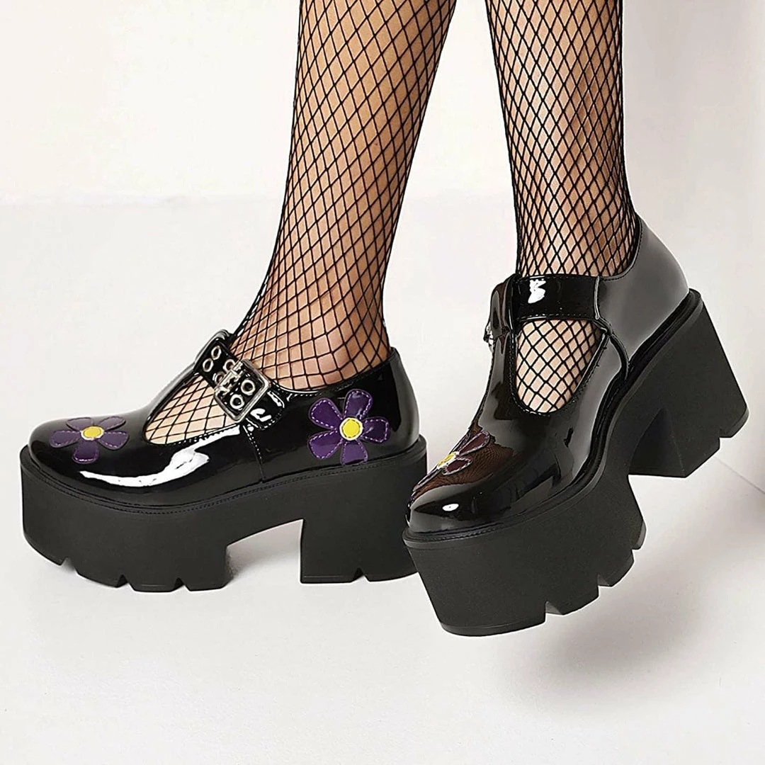 Nuheel® Gothic Platform Lolita Shoes Women's Chunky High Heel Platform Ankle Strap Pumps Woman 21 Nuheel® Gothic Platform Lolita Shoes Women's Chunky High Heel Platform Ankle Strap Pumps Woman