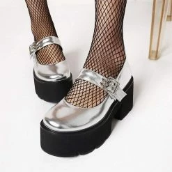 Nuheel® Gothic Platform Lolita Shoes Women's Chunky High Heel Platform Ankle Strap Pumps Woman 76 Nuheel® Gothic Platform Lolita Shoes Women's Chunky High Heel Platform Ankle Strap Pumps Woman