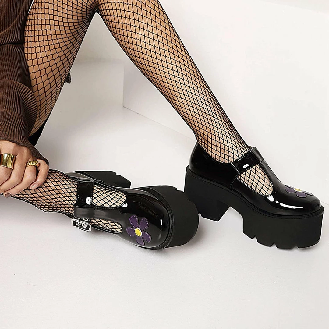 Nuheel® Gothic Platform Lolita Shoes Women's Chunky High Heel Platform Ankle Strap Pumps Woman 17 Nuheel® Gothic Platform Lolita Shoes Women's Chunky High Heel Platform Ankle Strap Pumps Woman