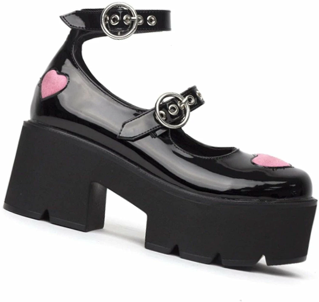 Nuheel® Gothic Platform Lolita Shoes Women's Chunky High Heel Platform Ankle Strap Pumps Woman 36 Nuheel® Gothic Platform Lolita Shoes Women's Chunky High Heel Platform Ankle Strap Pumps Woman