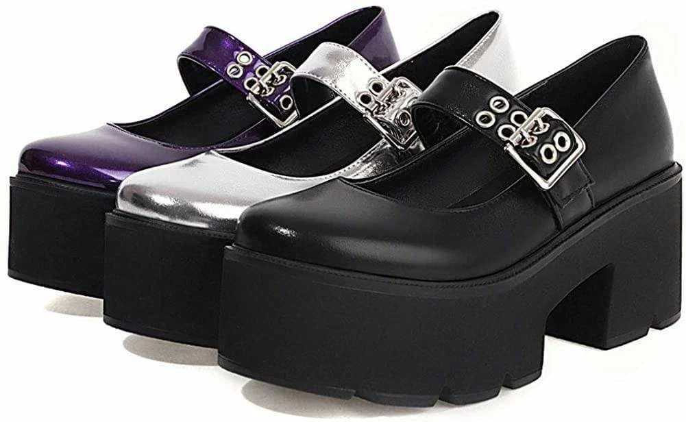 Nuheel® Gothic Platform Lolita Shoes Women's Chunky High Heel Platform Ankle Strap Pumps Woman 43 Nuheel® Gothic Platform Lolita Shoes Women's Chunky High Heel Platform Ankle Strap Pumps Woman