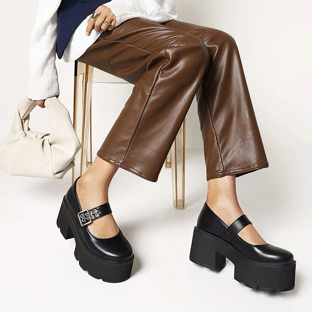 Nuheel® Gothic Platform Lolita Shoes Women's Chunky High Heel Platform Ankle Strap Pumps Woman 44 Nuheel® Gothic Platform Lolita Shoes Women's Chunky High Heel Platform Ankle Strap Pumps Woman