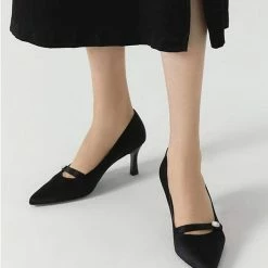 Nuheel® Nuheel Satin Metal Diamond Buckle Vintage Stilettos Heels Black, Purple 11 17 Nuheel® Nuheel Satin Metal Diamond Buckle Vintage Stilettos Heels Black, Purple 11