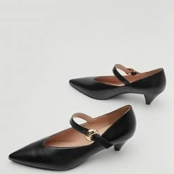 Nuheel® Heels Nuheel Pointed Toe Strap Mid-Heel Mary Jane Witch Shoes Designer Shoes