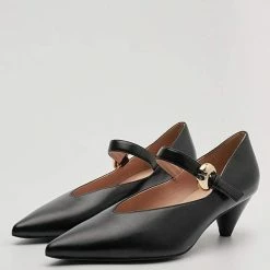 Nuheel® Heels Nuheel Pointed Toe Strap Mid-Heel Mary Jane Witch Shoes Designer Shoes