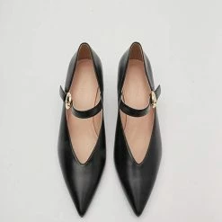 Nuheel® Heels Nuheel Pointed Toe Strap Mid-Heel Mary Jane Witch Shoes Designer Shoes